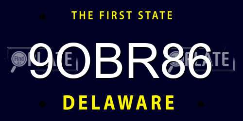 9OBR86 Delaware License Plate