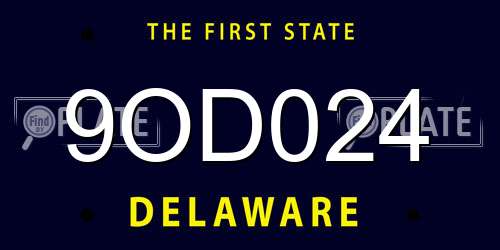 9OD024 Delaware License Plate