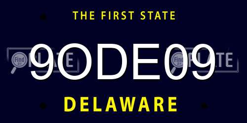 9ODE09 Delaware License Plate