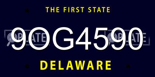 9OG4590 Delaware License Plate