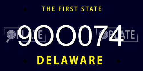 9OO074 Delaware License Plate