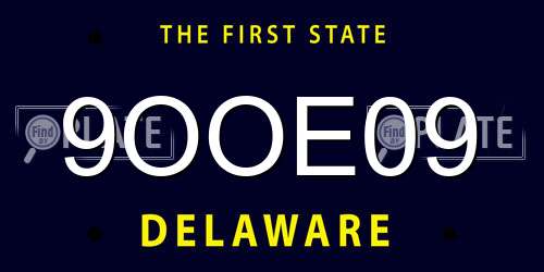 9OOE09 Delaware License Plate