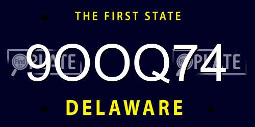 9OOQ74 Delaware License Plate
