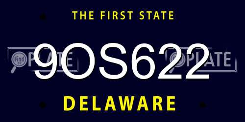 9OS622 Delaware License Plate