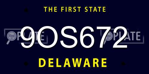 9OS672 Delaware License Plate