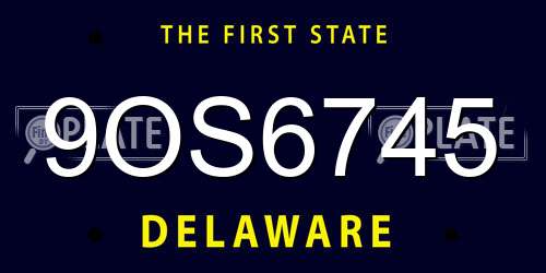 9OS6745 Delaware License Plate
