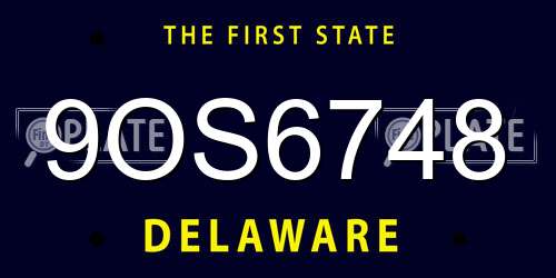9OS6748 Delaware License Plate