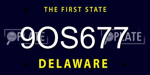 9OS677 Delaware License Plate