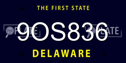 9OS836 Delaware License Plate