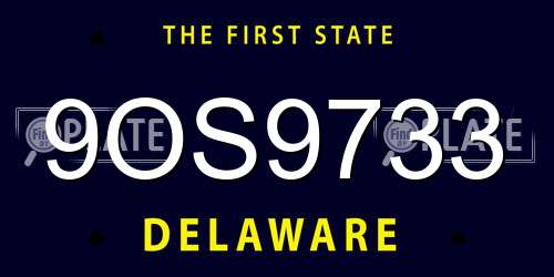 9OS9733 Delaware License Plate