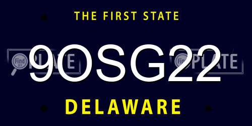 9OSG22 Delaware License Plate