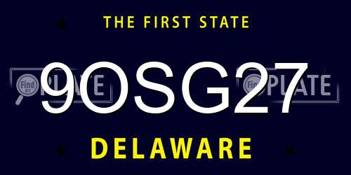 9OSG27 Delaware License Plate