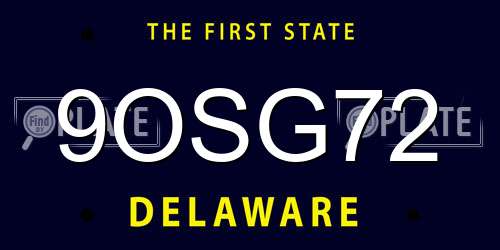 9OSG72 Delaware License Plate