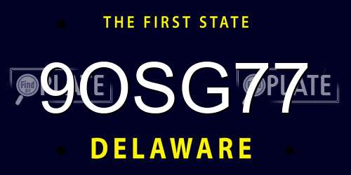 9OSG77 Delaware License Plate