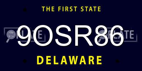 9OSR86 Delaware License Plate