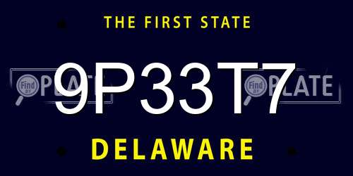 9P33T7 Delaware License Plate