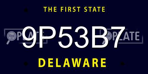 9P53B7 Delaware License Plate