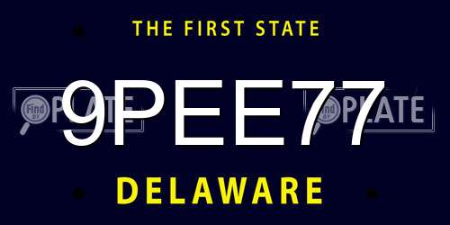 9PEE77 Delaware License Plate