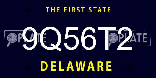 9Q56T2 Delaware License Plate