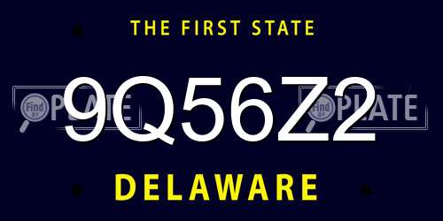 9Q56Z2 Delaware License Plate
