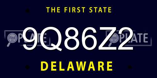 9Q86Z2 Delaware License Plate