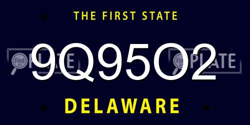 9Q95O2 Delaware License Plate