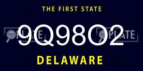 9Q98O2 Delaware License Plate