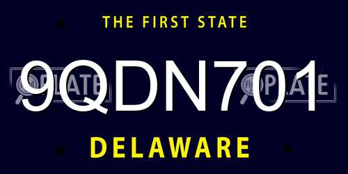 9QDN701 Delaware License Plate