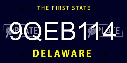 9QEB114 Delaware License Plate