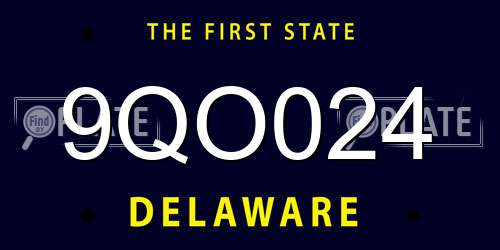 9QO024 Delaware License Plate