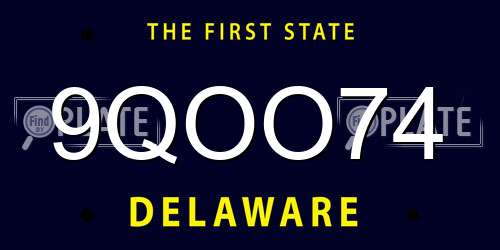 9QOO74 Delaware License Plate