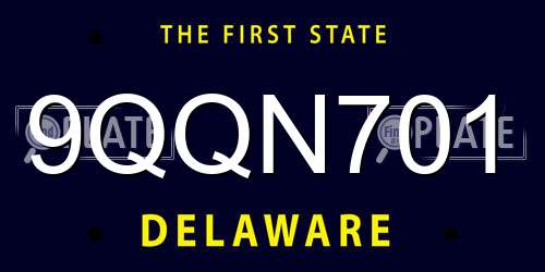 9QQN701 Delaware License Plate
