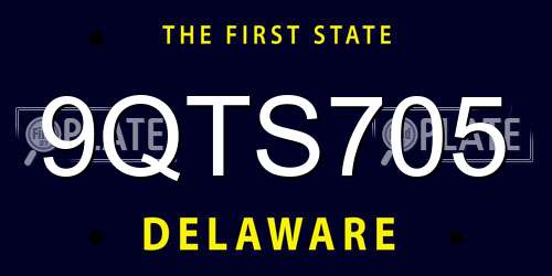 9QTS705 Delaware License Plate