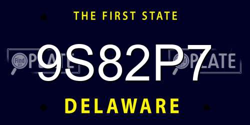 9S82P7 Delaware License Plate