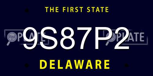 9S87P2 Delaware License Plate