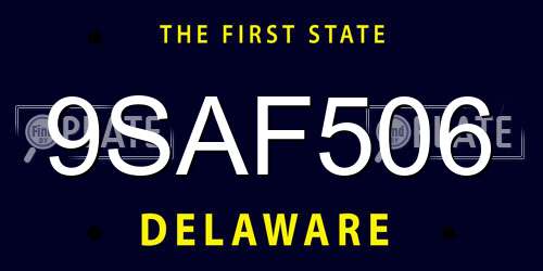 9SAF506 Delaware License Plate
