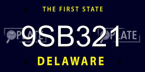 9SB321 Delaware License Plate