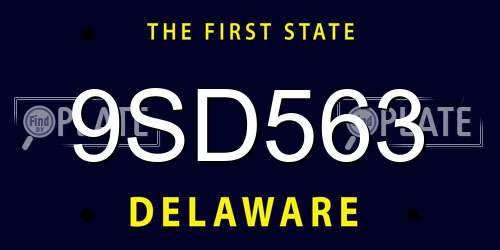 9SD563 Delaware License Plate