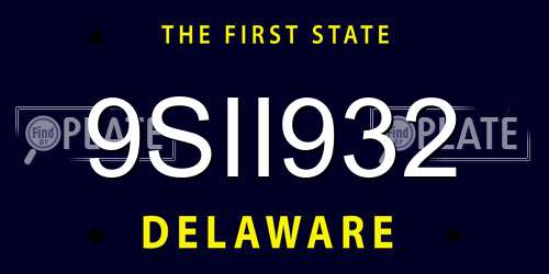 9SII932 Delaware License Plate