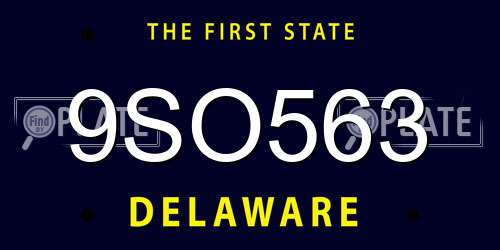 9SO563 Delaware License Plate