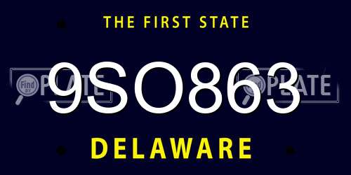 9SO863 Delaware License Plate