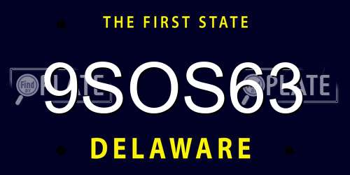 9SOS63 Delaware License Plate