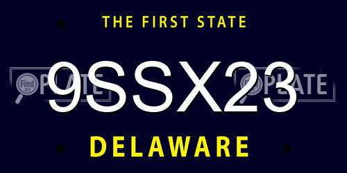 9SSX23 Delaware License Plate