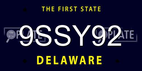 9SSY92 Delaware License Plate
