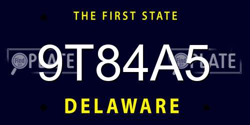 9T84A5 Delaware License Plate