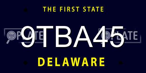 9TBA45 Delaware License Plate