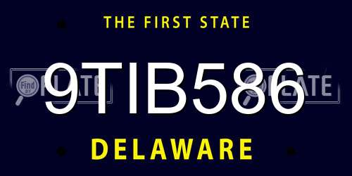 9TIB586 Delaware License Plate