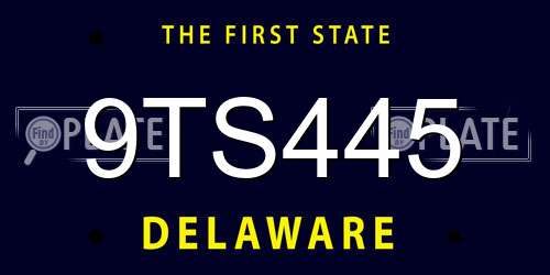 9TS445 Delaware License Plate