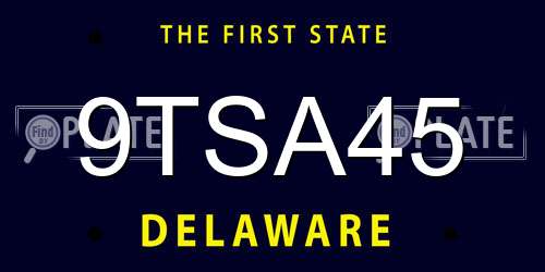 9TSA45 Delaware License Plate