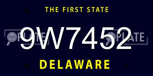 9W7452 Delaware License Plate